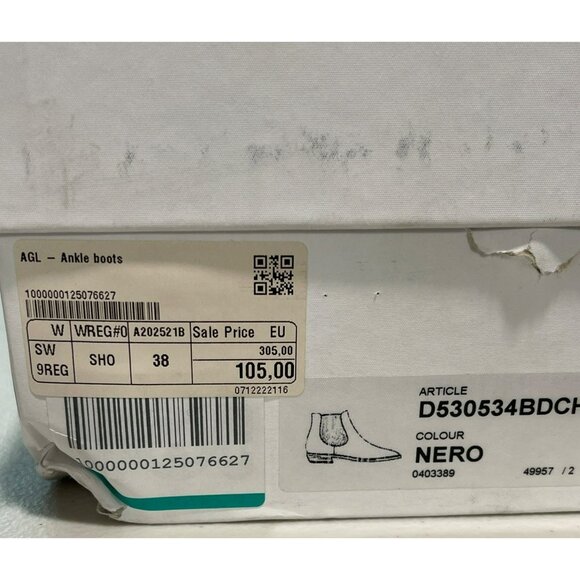 New AGL Mahé Beat Leather Beatle Black Ankle Boot Size 38 8 - Picture 8 of 10